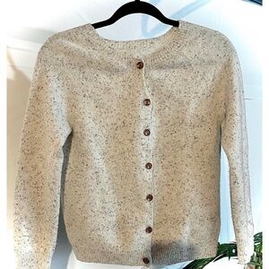 100% Merino Wool Women’s Cardigan Sweater – Beige
